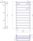 Водяна рушникосушка INOX Люксор 1170х630/600 з полицею полірована -  №3