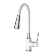 Змішувач для кухні Frap F4044-8 з гнучким виливом, 2 режими, білий/хром - фото №6