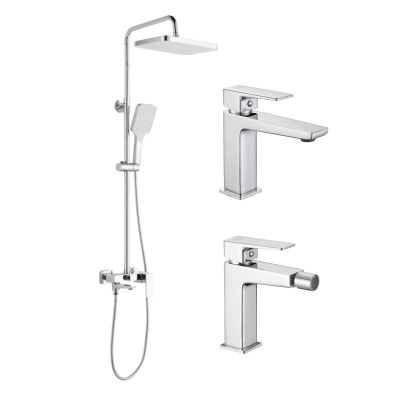 Акційний набір Lidz:Orion 001F Змішувач для раковини низький+Orion 1030 Душ. система універсальна на три споживача+Orion 001AF Змішувач для біде фото