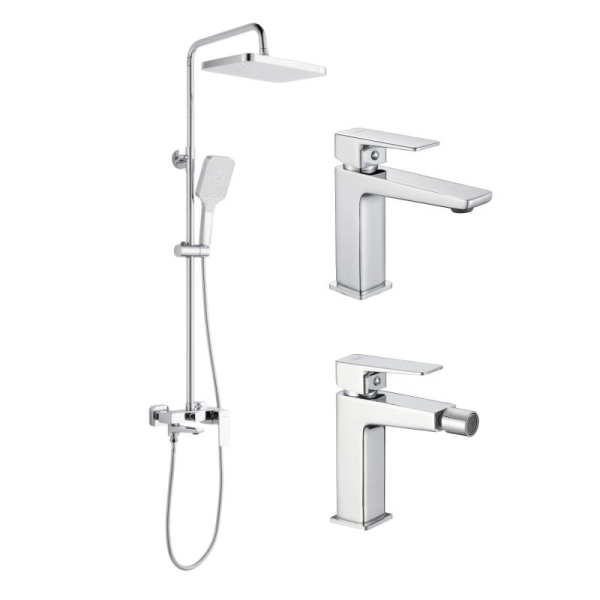 Акційний набір Lidz:Orion 001F Змішувач для раковини низький+Orion 1030 Душ. система універсальна на три споживача+Orion 001AF Змішувач для біде фото