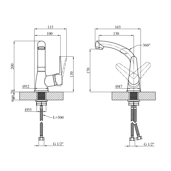 Смеситель для кухни Kroner KRM Elbe - C031 фото №2