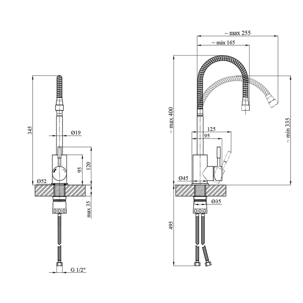 Смеситель для кухни с гибким изливом Kroner KRP Edelstahl Klassisch - ESG035-1 фото №2