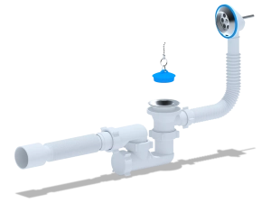 фото - Сифон для ванни ANI-plast Е256 регульований з випуском 1 1/2" x 40, з переливом, з гнучкою трубою 375 x 40/50