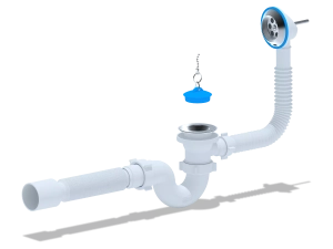 фото - Сифон для ванни ANI-plast Е156 з випуском 1 1/2" з переливом, з гнучкою трубою 375 x 40/50