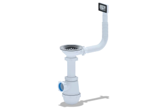 фото - Сифон для кухонної мийки ANI-plast A0145S, 3 1/2" x 40 з гнучким переливом, без випуску