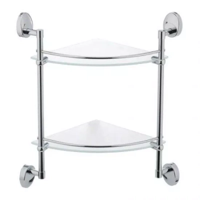 Полиця скляна кутова Frap F1907-2, 2-х ярусна, 290х290 мм фото