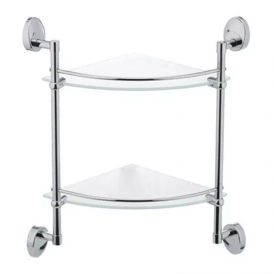 Полиця скляна кутова Frap F1907-2, 2-х ярусна, 290х290 мм фото