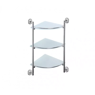 Скляна полиця кутова Frap F1907-3, 3-х ярусна, 290х290 мм фото