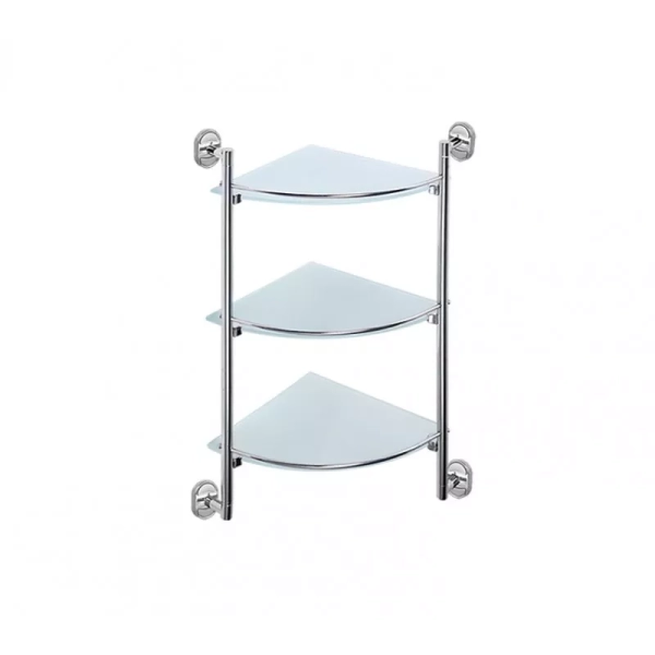 Скляна полиця кутова Frap F1907-3, 3-х ярусна, 290х290 мм фото