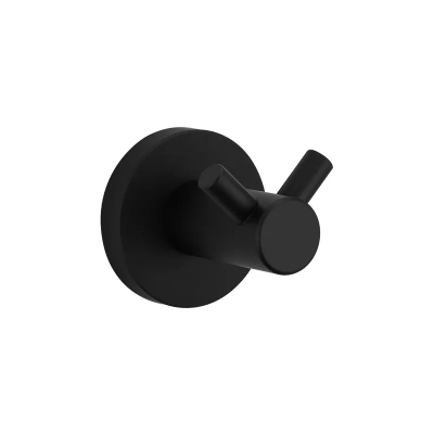 Гачок подвійний для ванної Frap F30205-2, нержавіюча сталь, чорний фото