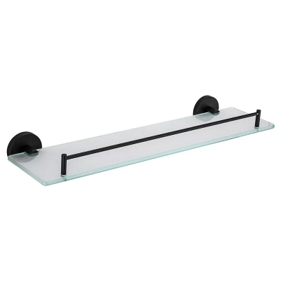 Полиця скляна Frap F30207, нержавіюча сталь, 500 мм, чорний фото