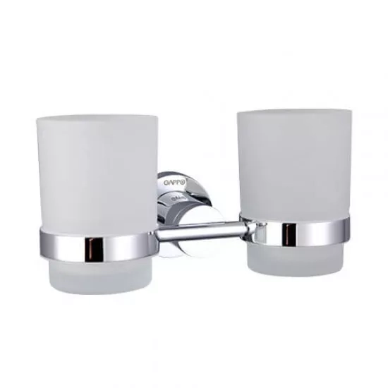 Подвійна склянка для щіток GAPPO G1808, латунь, хром фото