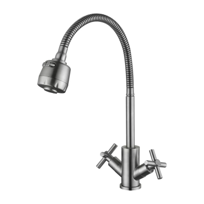 Змішувач для кухні WEZER VAL4D-10 з рефлекторним виливом, нержавіюча сталь фото