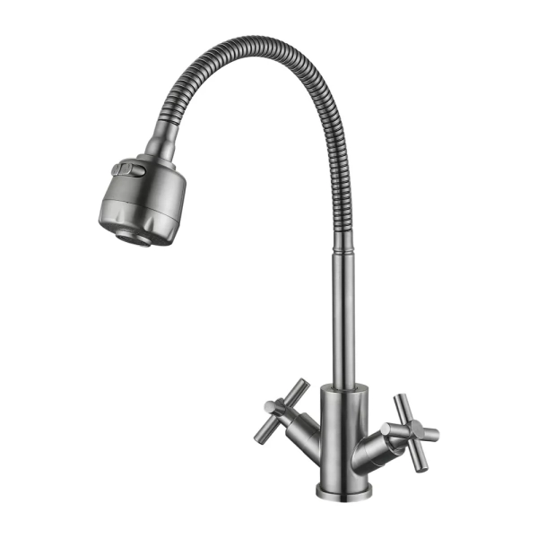 Змішувач для кухні WEZER VAL4D-10 з рефлекторним виливом, нержавіюча сталь фото