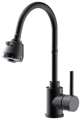 Змішувач для кухні Frap F40993-6 з гнучким виливом, 2 режими, чорний фото