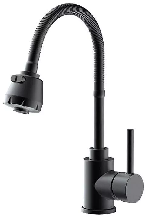 Змішувач для кухні Frap F40993-6 з гнучким виливом, 2 режими, чорний фото