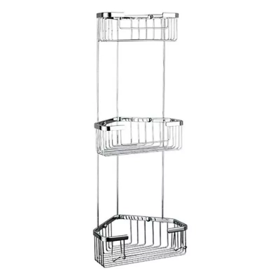 Полиця кутова Frap F351-2, 3-х ярусна, 240х570 мм, нержавіюча сталь, хром фото