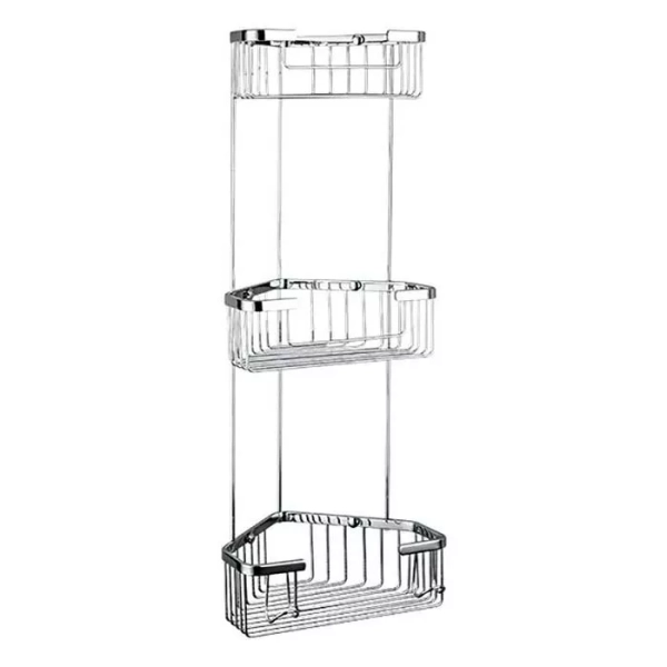 Полиця кутова Frap F351-2, 3-х ярусна, 240х570 мм, нержавіюча сталь, хром фото