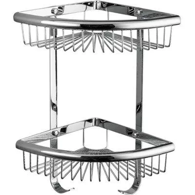 Полиця кутова Frap F352-1, 2-х ярусна, 240х320 мм, нержавіюча сталь, хром фото