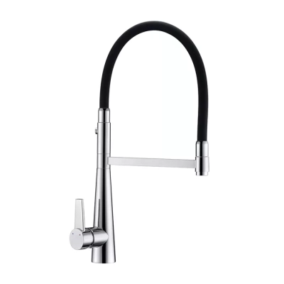 Змішувач з гнучким виливом для кухні GAPPO G4398-15, 2 режими, чорний/хром фото