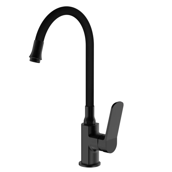Змішувач для кухні Frap F4462 з гнучким виливом, чорний фото