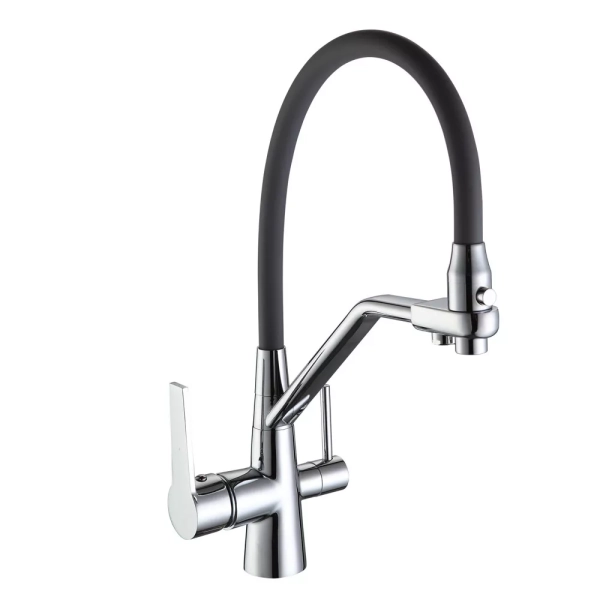 Змішувач для кухні на дві води Frap F4374, сірий/хром фото