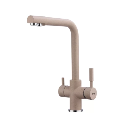 Змішувач для кухні Frap F4352-23 на дві води, бежевий фото