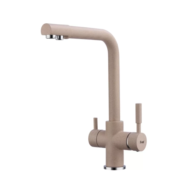 Змішувач для кухні Frap F4352-23 на дві води, бежевий фото