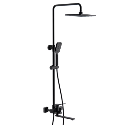 Душева система Frap F2462, поворотний вилив - перемикач на лійку, 3 режими, чорний фото