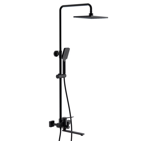 Душева система Frap F2462, поворотний вилив - перемикач на лійку, 3 режими, чорний фото