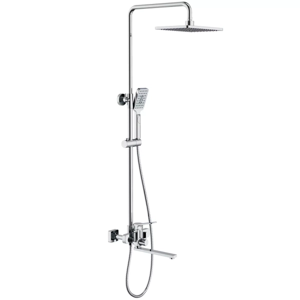 Душева система Frap F2461, поворотний вилив - перемикач на лійку, 3 режими, хром фото