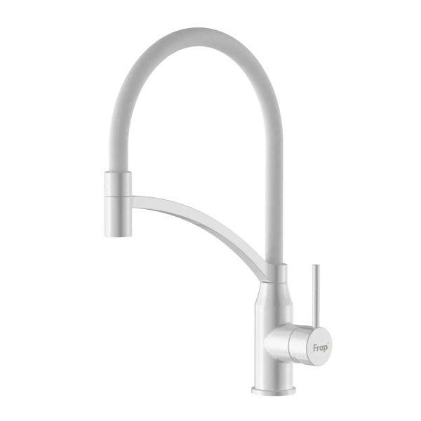Змішувач для кухні Frap F4552-8 з гнучким виливом, білий фото