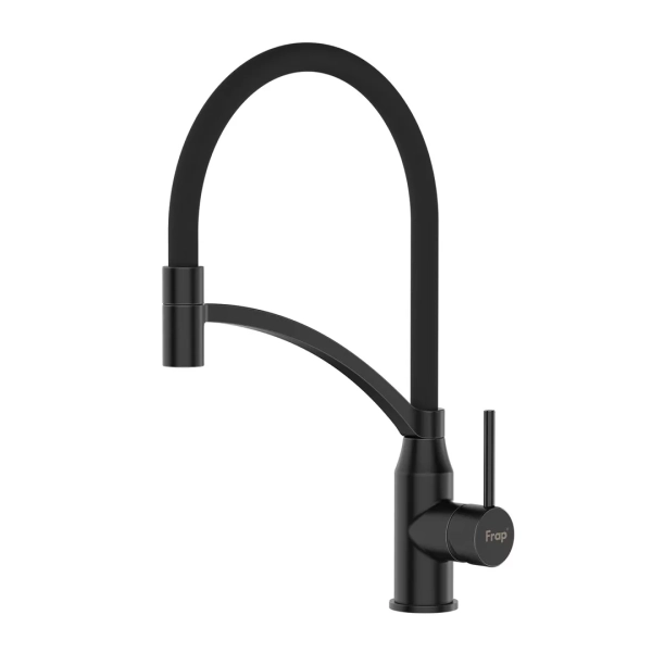 Змішувач для кухні Frap F4552-6 з гнучким виливом, чорний фото