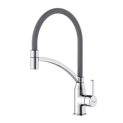 Змішувач для кухні Frap F4552 з гнучким виливом, сірий/хром фото