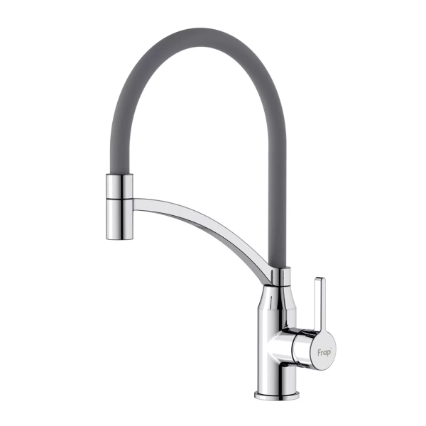 Змішувач для кухні Frap F4552 з гнучким виливом, сірий/хром фото