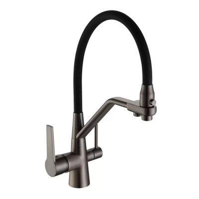 Змішувач для кухні на дві води Frap F4374-15, сірий фото