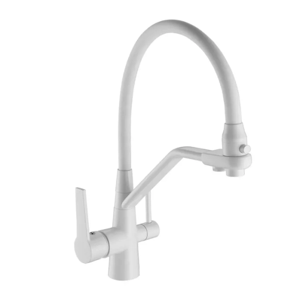 Змішувач для кухні на дві води Frap F4374-8, білий фото