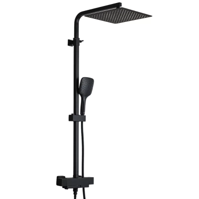 Душова система GAPPO G2417-60 термостат, вилив - перемикач на лійку, чорний фото