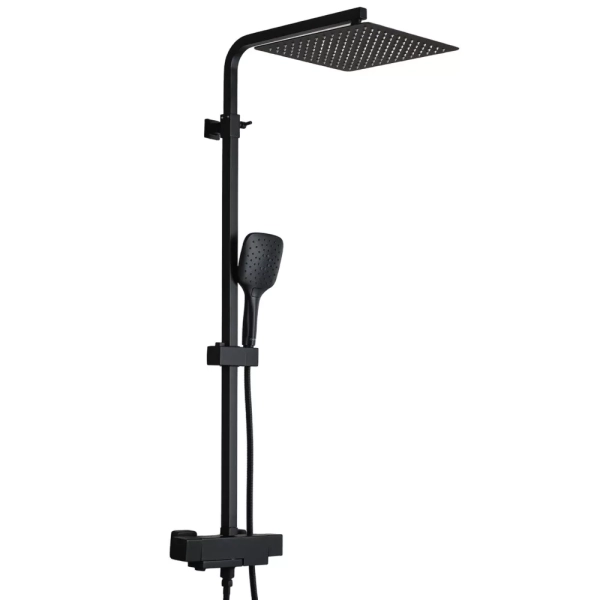 Душова система GAPPO G2417-60 термостат, вилив - перемикач на лійку, чорний фото