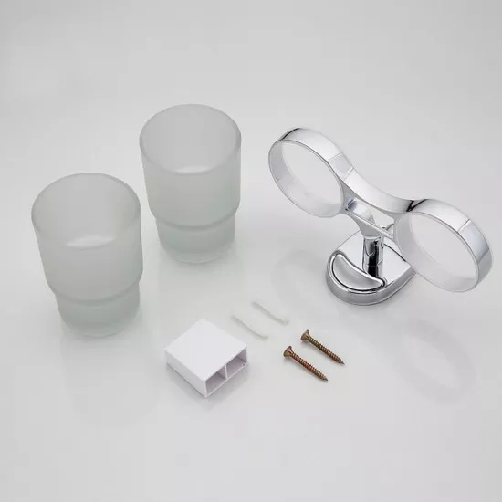 Подвійна склянка Frap F1908 з тримачем для зубних щіток, матовий хром. фото №2