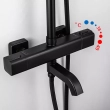 Душова система з термостатом GAPPO G2491-6, вилив - перемикач на лійку, чорний - фото №3